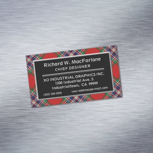 Scottish Accent Clan MacFarlane Tartan Visitekaartje Magneet (Voorbeeld)