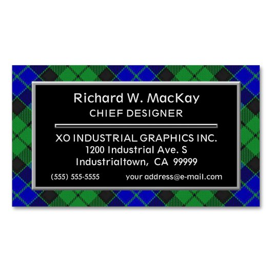 Scottish Accent Clan MacKay Tartan Magnetisch Visitekaartje (Voorkant)