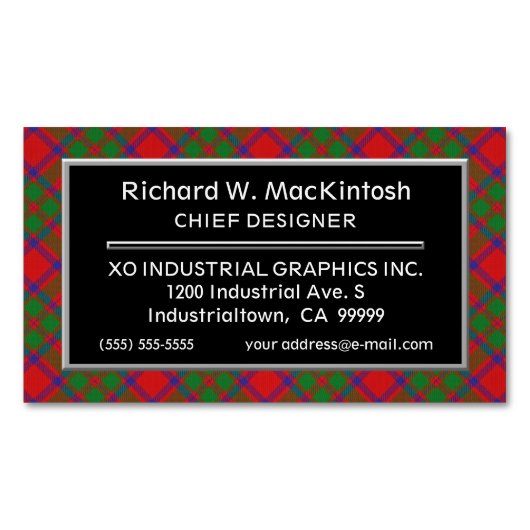 Scottish Accent Clan MacKintosh Tartan Magnetisch Visitekaartje (Voorkant)
