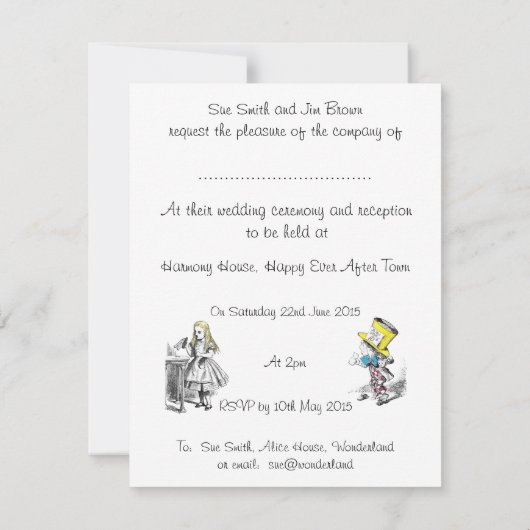 Scottish Alice in Wonderland Wedding Invitation Kaart (Achterkant)
