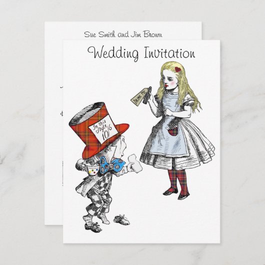 Scottish Alice in Wonderland Wedding Invitation Kaart (Voorkant / Achterkant)