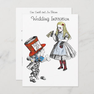 Scottish Alice in Wonderland Wedding Invitation Kaart
