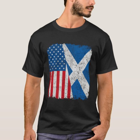 Scottish American Flag Half USA Scotland Root Prou T-shirt (Voorkant)