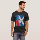 Scottish American Flag Half USA Scotland Root Prou T-shirt (Voorkant volledig)