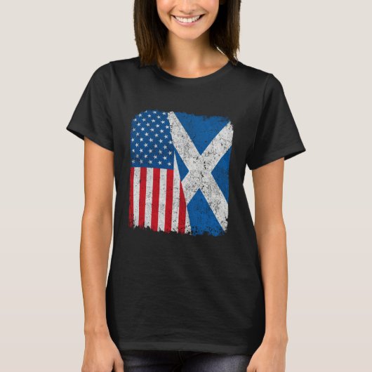 Scottish American Flag Half USA Scotland Root Prou T-shirt (Voorkant)