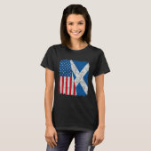 Scottish American Flag Half USA Scotland Root Prou T-shirt (Voorkant volledig)