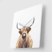 Scottish animal portret op hoerkoe vierkante klok (Hoek)