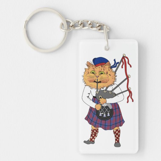 Scottish Bagpipe Cat Louis Wain Sleutelhanger (Voorkant)