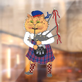 Scottish Bagpipe Play Cat Raamsticker (Vel 2)