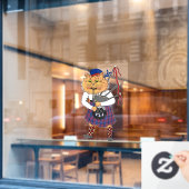Scottish Bagpipe Play Cat Raamsticker (Cafe Raam)