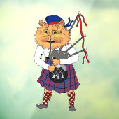 Scottish Bagpipe Play Cat Raamsticker (Vel 3)