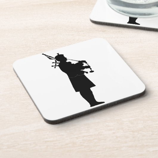 Scottish Bagpiper Silhouette Bier Onderzetter (Linkerzijde)