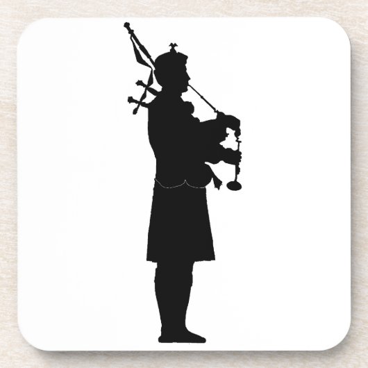 Scottish Bagpiper Silhouette Bier Onderzetter (Voorkant)