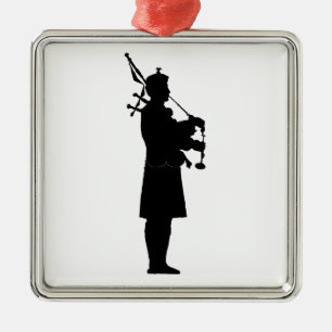 Scottish Bagpiper Silhouette Metalen Ornament