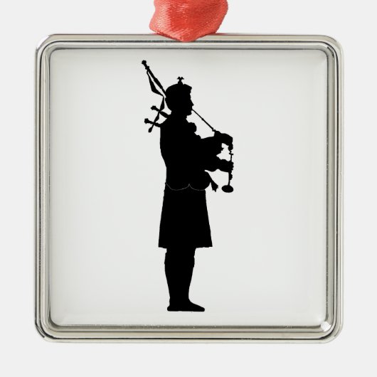 Scottish Bagpiper Silhouette Metalen Ornament (Voorkant)