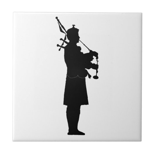 Scottish Bagpiper Silhouette Tegeltje (Voorkant)