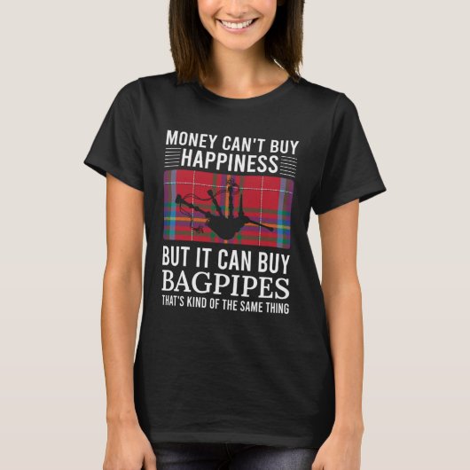 Scottish Bagpipes Tartan Happiness  Bagpipe T-shirt (Voorkant)