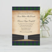 Scottish Black Watch Tartan Wedding Invitation Kaart (Staand voorkant)