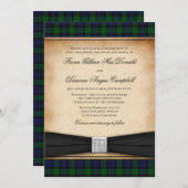 Scottish Black Watch Tartan Wedding Invitation Kaart (Voorkant / Achterkant)
