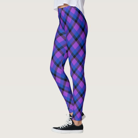 Scottish Blast Paars Blue en Black Tartan Pset Leggings (Links)