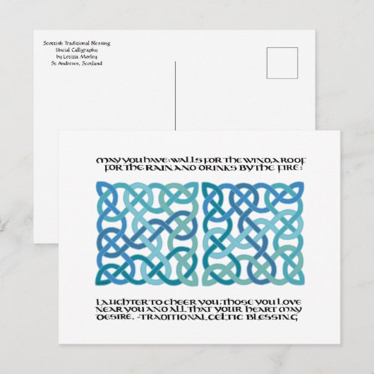 Scottish Blessing Calligraphy met Celtic Knots Briefkaart (Voorkant / Achterkant)