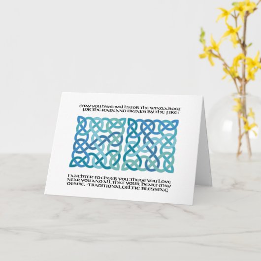 Scottish Blessing Calligraphy met Celtic Knots Kaart (Gele Bloem)