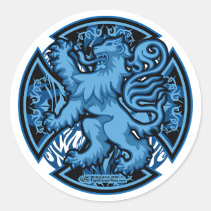 Scottish Blue Lion Cross Ronde Sticker
