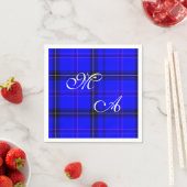 Scottish Blue Tartan verbinding met monogram Servetten (Insitu)