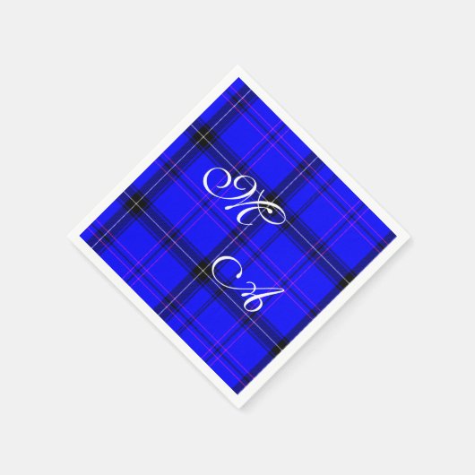 Scottish Blue Tartan verbinding met monogram Servetten (Hoek)