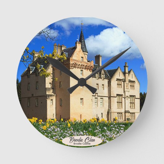 Scottish Brodie Clan's Castle Photo Wall Clock Ronde Klok (Voorkant)