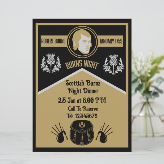 Scottish Burns Nachtdiner uitnodigen (Staand voorkant)
