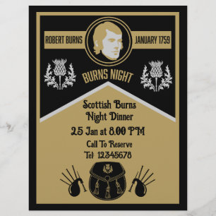 Scottish Burns Nachtdiner uitnodigen Flyer