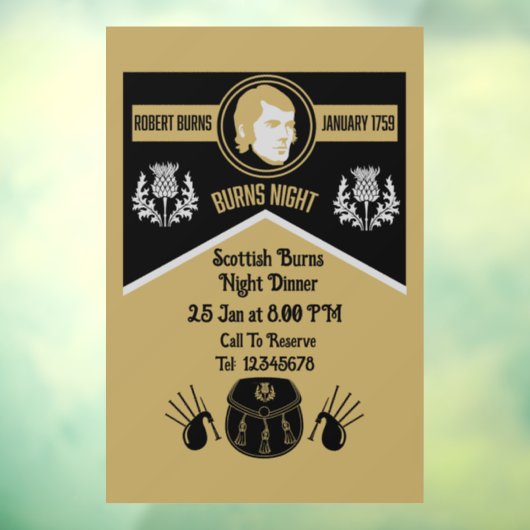Scottish Burns Nachtdiner uitnodigen Raamsticker (Vel 3)