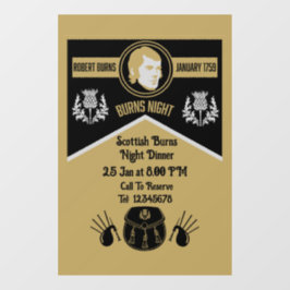 Scottish Burns Nachtdiner uitnodigen Raamsticker