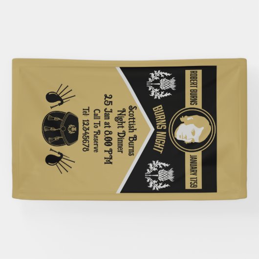 Scottish Burns Nachtdiner uitnodigen Spandoek (Horizontaal)
