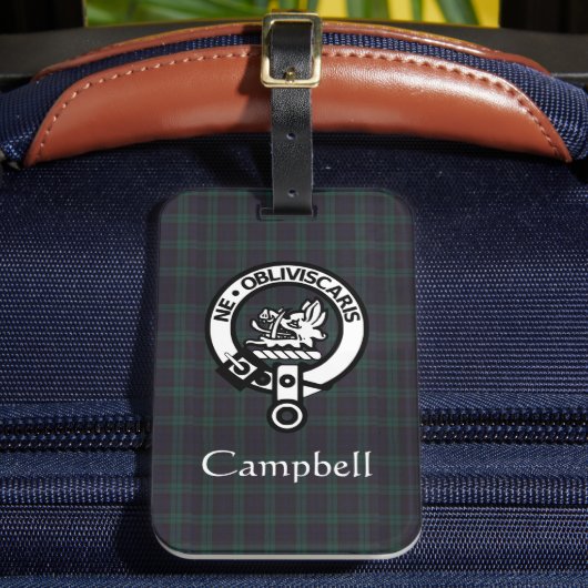 Scottish Campbell Crest Badge & Tartan Bagagelabel (Voorkant Insitu 2)