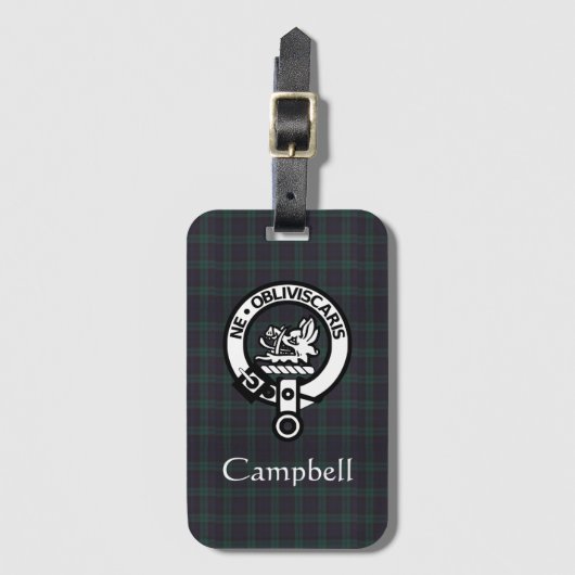 Scottish Campbell Crest Badge & Tartan Bagagelabel (Voorkant (verticaal))