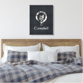 Scottish Campbell Crest Badge & Tartan Canvas Afdruk (Insitu (Slaapkamer))