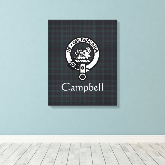 Scottish Campbell Crest Badge & Tartan Canvas Afdruk (Insitu (Houten vloer))