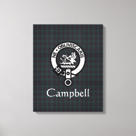 Scottish Campbell Crest Badge & Tartan Canvas Afdruk