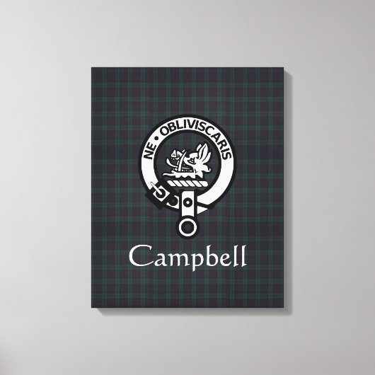 Scottish Campbell Crest Badge & Tartan Canvas Afdruk (Voorkant)