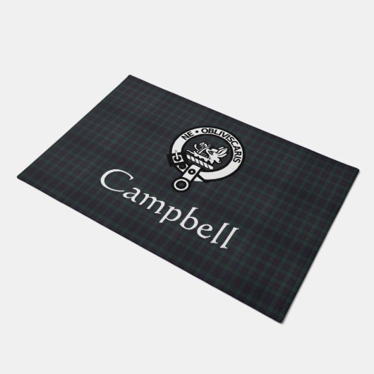 Scottish Campbell Crest Badge & Tartan Deurmat (Schuin)