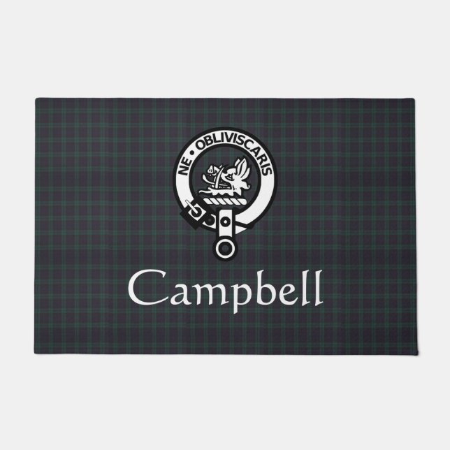 Scottish Campbell Crest Badge & Tartan Deurmat (Voorkant)