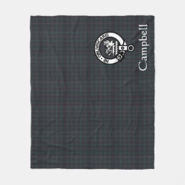 Scottish Campbell Crest Badge & Tartan Fleece Deken