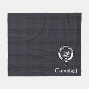 Scottish Campbell Crest Badge & Tartan Fleece Deken