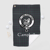 Scottish Campbell Crest Badge & Tartan Golfhanddoek (Insitu)
