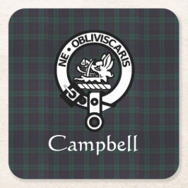 Scottish Campbell Crest Badge & Tartan Kartonnen Onderzetters