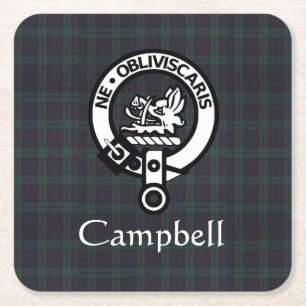 Scottish Campbell Crest Badge & Tartan  Kartonnen Onderzetters