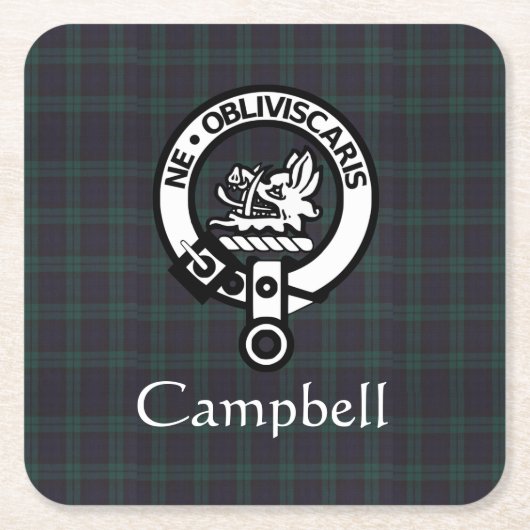 Scottish Campbell Crest Badge & Tartan Kartonnen Onderzetters (Voorkant)