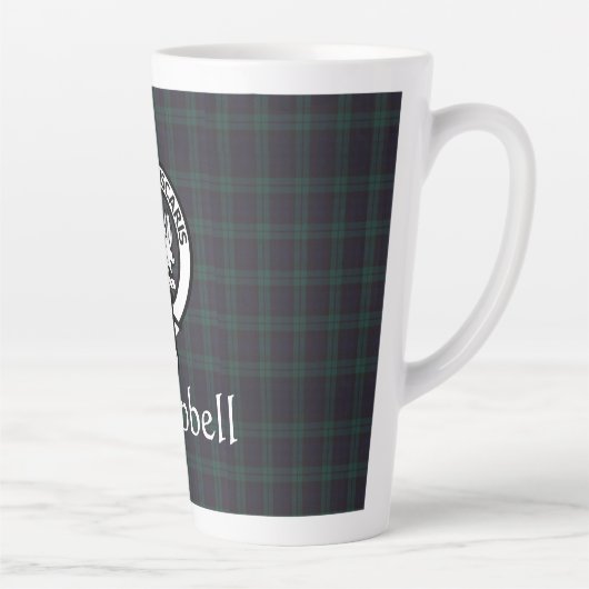 Scottish Campbell Crest Badge & Tartan Latte Mok (Rechts)